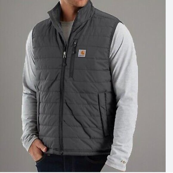 Carhartt Men's Gilliam Vest Gray Puffer Vest Full Zip Nylon Outdoor Workwear 3XL